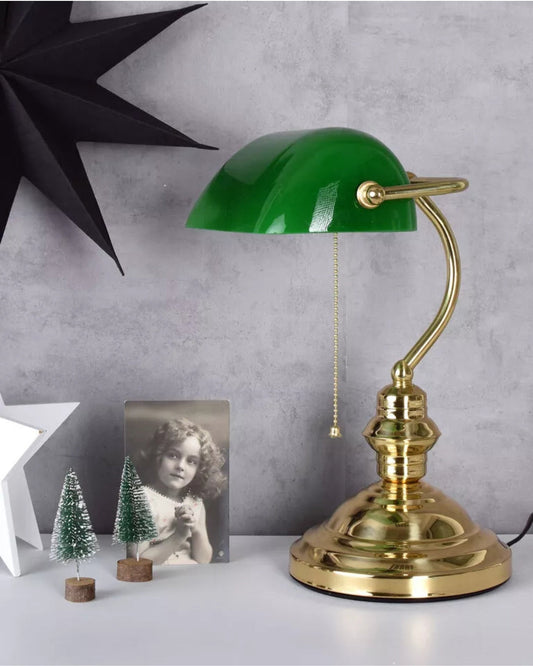 Klassische Bankierslampe Messinggrün – Gezielte Arbeitsbeleuchtung