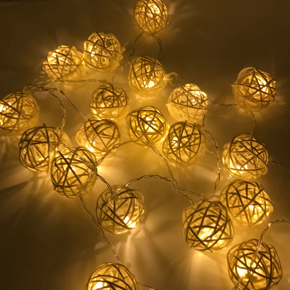 3M 20LED Rattan Ball Lichterkette – Elegante Stimmung Mit Warmweißem Licht 3