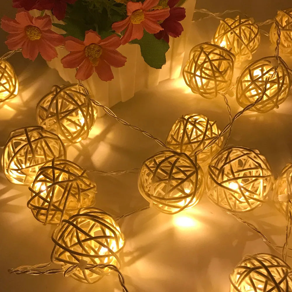 3M 20LED Rattan Ball Lichterkette – Elegante Stimmung Mit Warmweißem Licht 4
