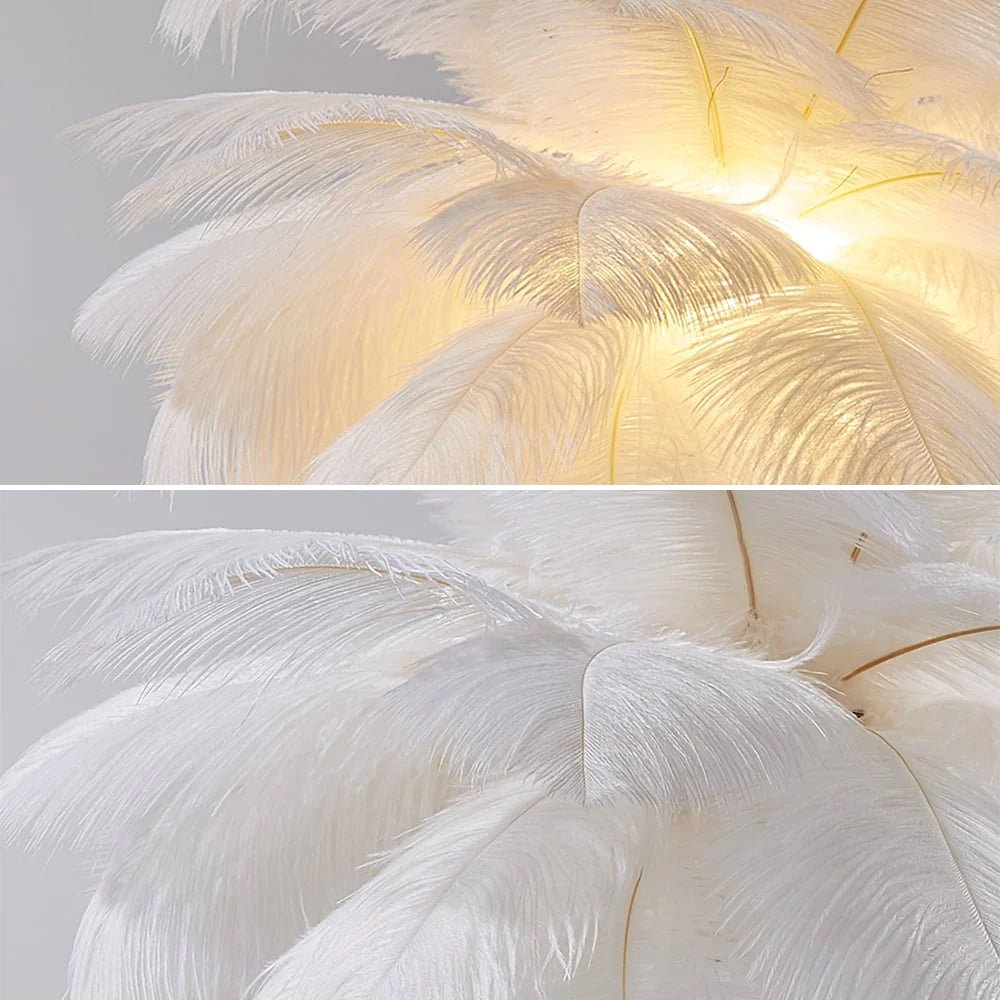 Art Deco Feder Gold Tischlampe – Stilvolles Design mit Warmem Licht 5
