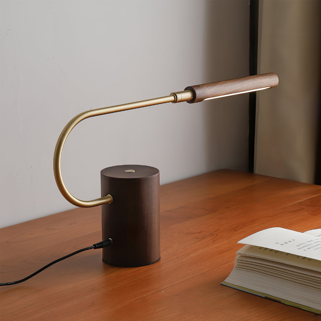 Banker Slim Tischlampe – Elegante Holz-Metall Kombination mit LED Licht 2