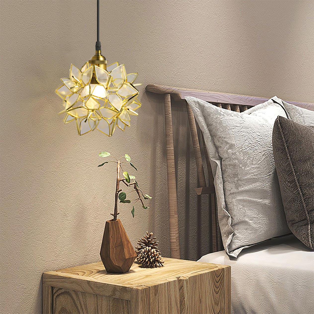 Capiz Pendelleuchte in Blütenform – Stilvolle Lichtquelle für Gemütliche Atmosphäre 3