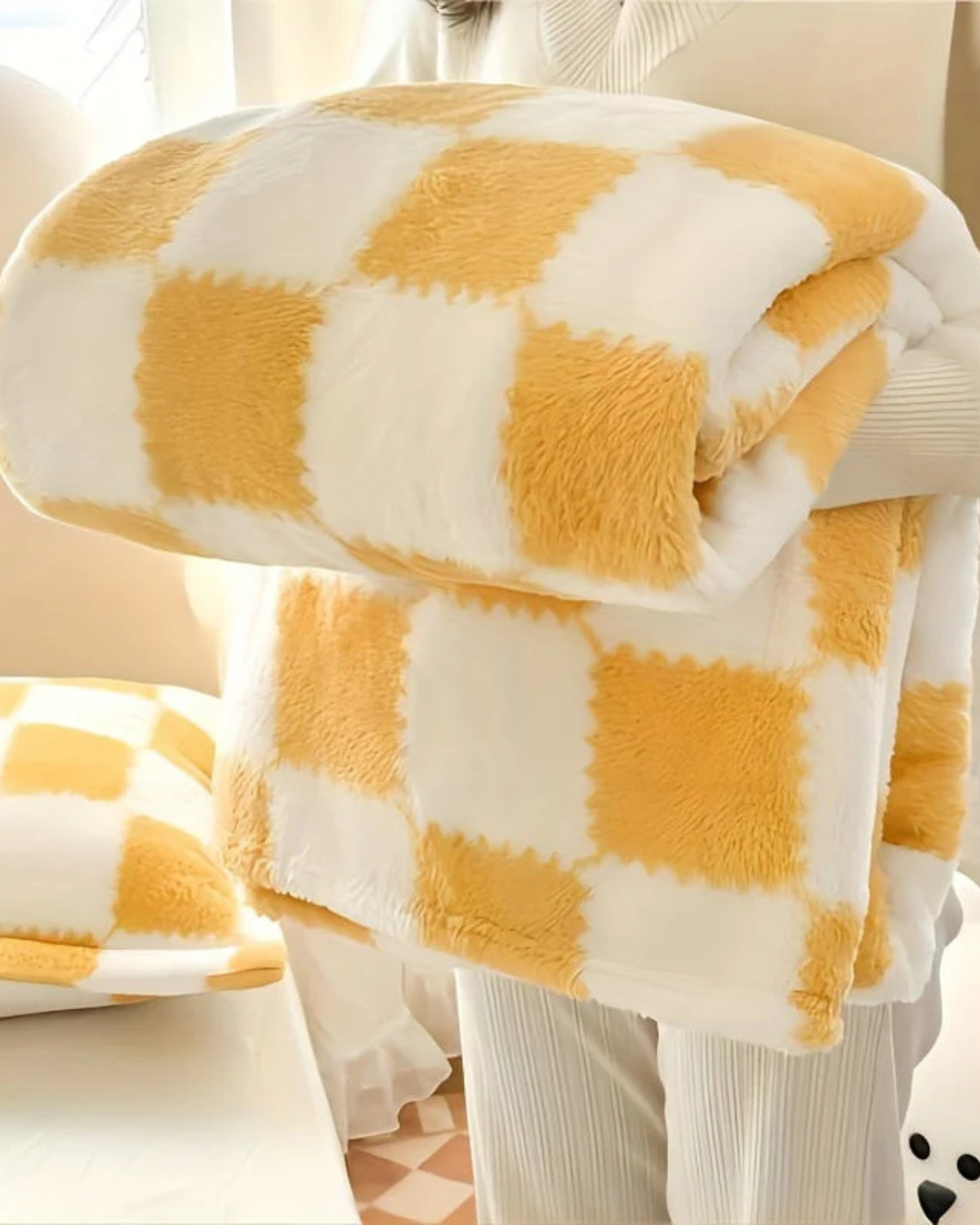 Carré-Douce Plaid – Elegante Wohndecke Mit Rautenmuster 9