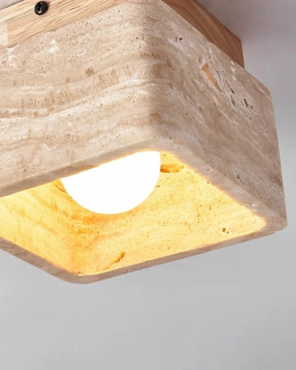 Corazon Deckenlampe aus Travertin und Holz – Minimalistische LED-Beleuchtung für Gemütliche Räume 3