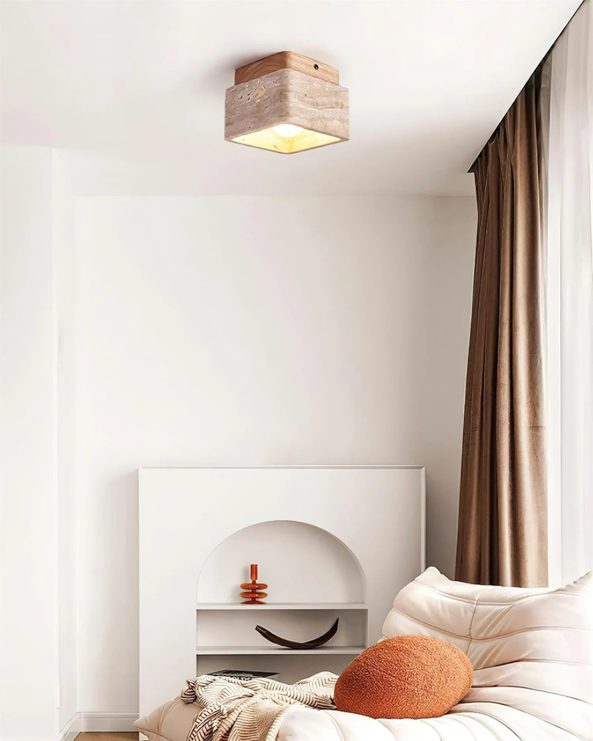 Corazon Deckenlampe aus Travertin und Holz – Minimalistische LED-Beleuchtung für Gemütliche Räume 5