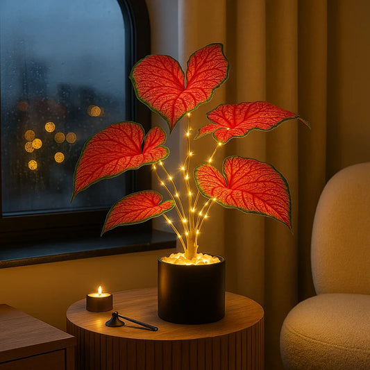 **Crimson Monstera** – Exotische LED Tischlampe mit Sanfter Beleuchtung 1