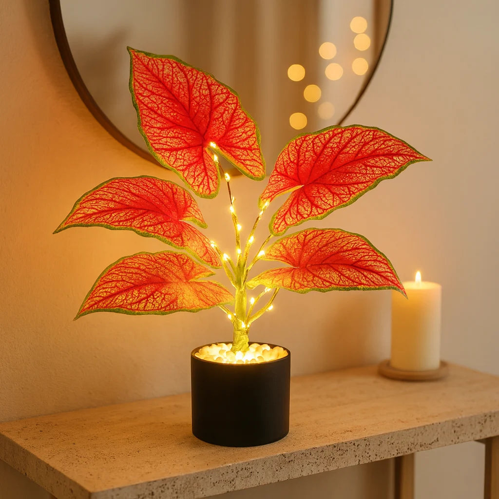 **Crimson Monstera** – Exotische LED Tischlampe mit Sanfter Beleuchtung 2