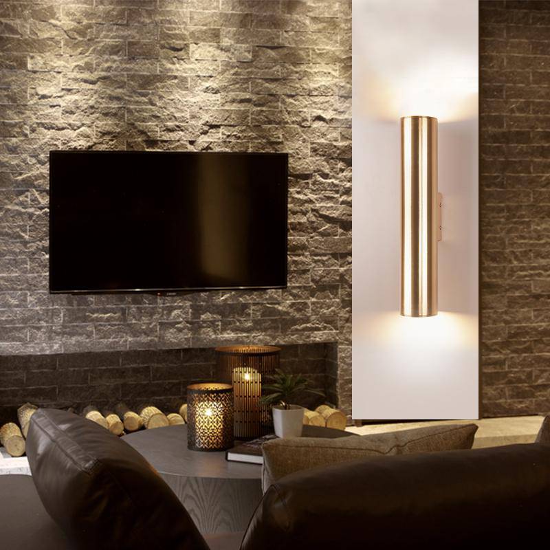 **Designer-LED-Wandleuchte Zylindrisches Rohr** – Elegantes Lichtspiel in Gold 2