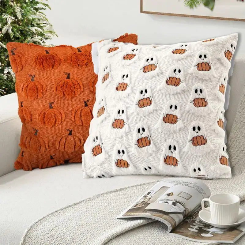 Ghost Pumpkin Plüschkissenbezug – Festliche Halloween-Atmosphäre für Ihr Zuhause 2