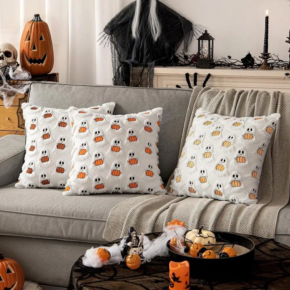 Ghost Pumpkin Plüschkissenbezug – Festliche Halloween-Atmosphäre für Ihr Zuhause 5