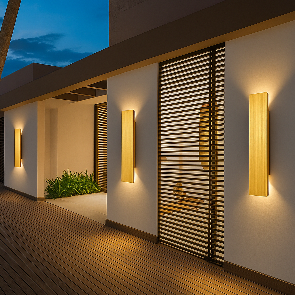 Goldene Wetterfeste LED-Wandleuchten – Elegante Außenbeleuchtung für Jedes Wetter 2