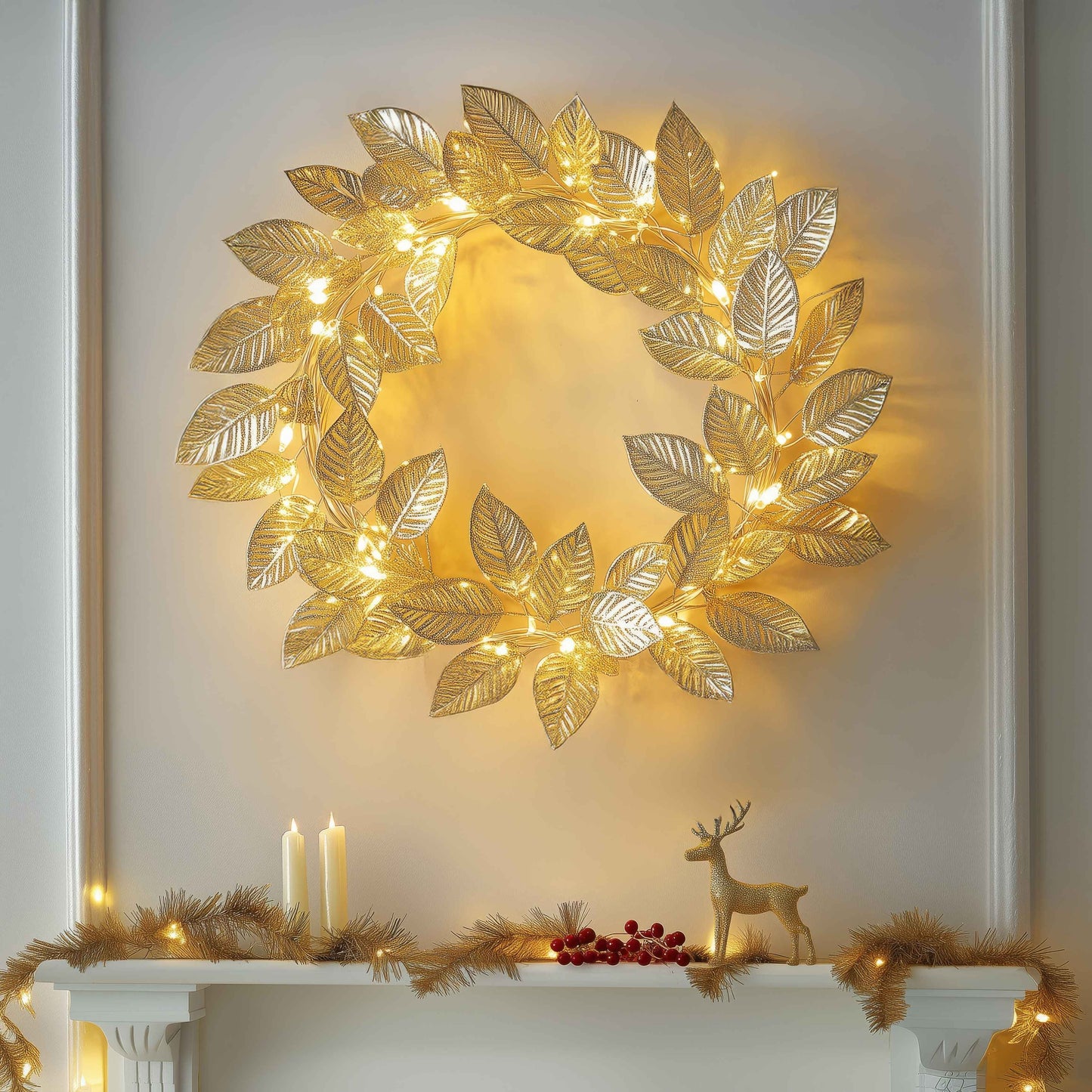 **Goldener Blattkranz** – Elegante LED-Beleuchtung für Jeden Anlass 1