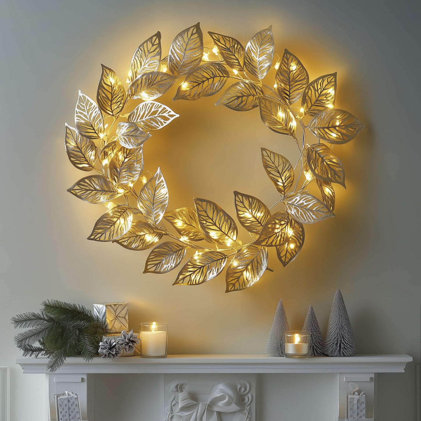 **Goldener Blattkranz** – Elegante LED-Beleuchtung für Jeden Anlass 3