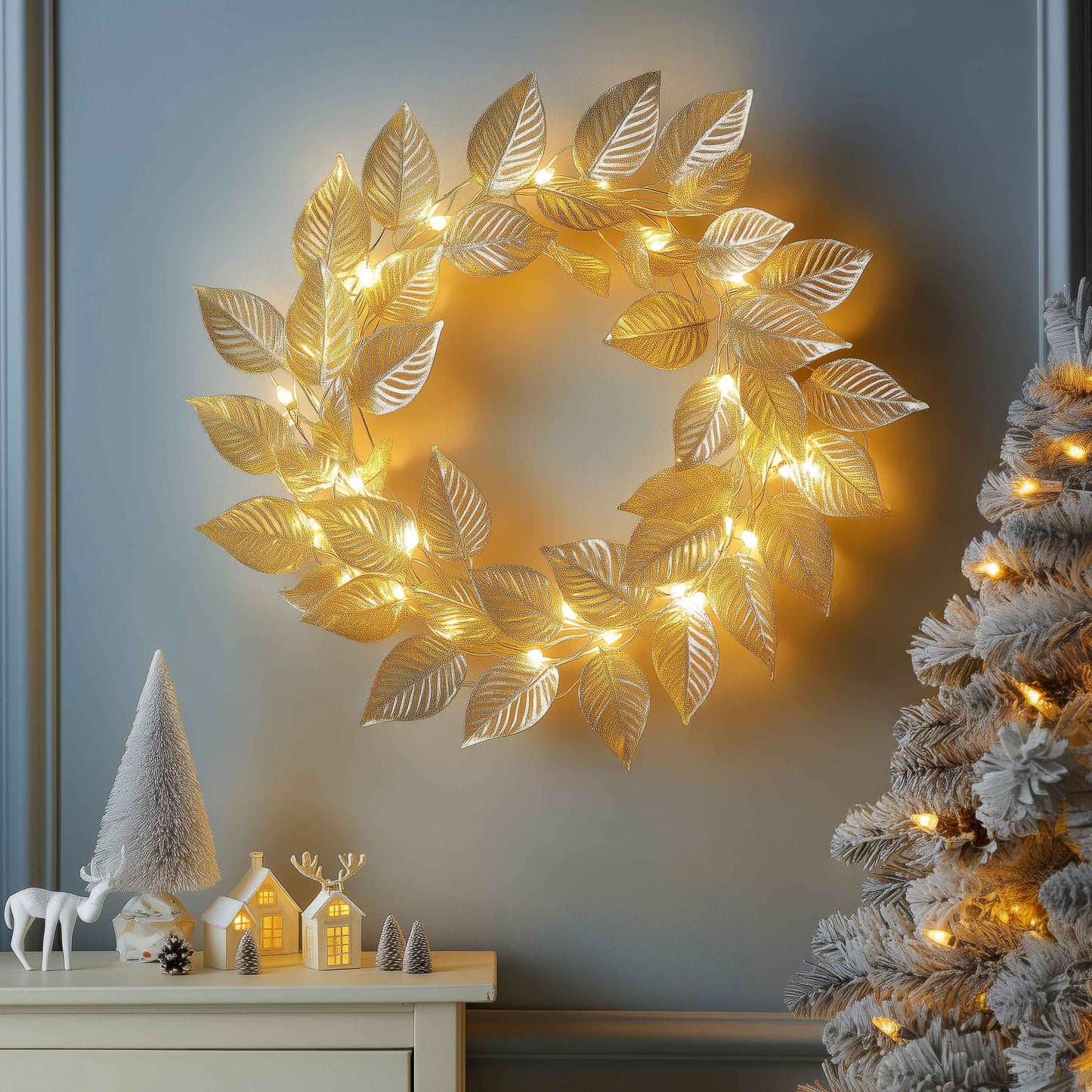 **Goldener Blattkranz** – Elegante LED-Beleuchtung für Jeden Anlass 4