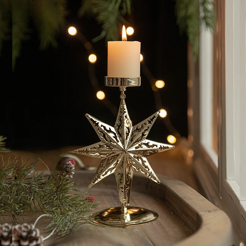 Goldener Stern- und Weihnachtsbaum-Kerzenhalter – Festliche Eleganz Für Ihren Tisch 9