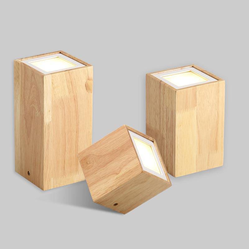 **Holzwürfelförmige LED-Spot-Deckenleuchte** – Modernes Design mit Warmem Licht 3