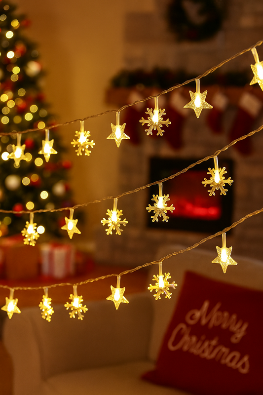 LED Lichterkette Stern & Schneeflocke – Festliche Beleuchtung Für Ein Zauberhaftes Zuhause 0