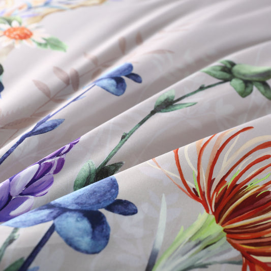 Lila Blumen Bettbezug Set – Künstlerisches Ambiente Für Entspannende Nächte 1