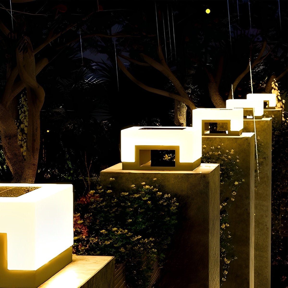 Minimalistische Quadratische Wasserdichte LED Schwarz – Elegante Solarlichter Für Ihren Außenbereich 4