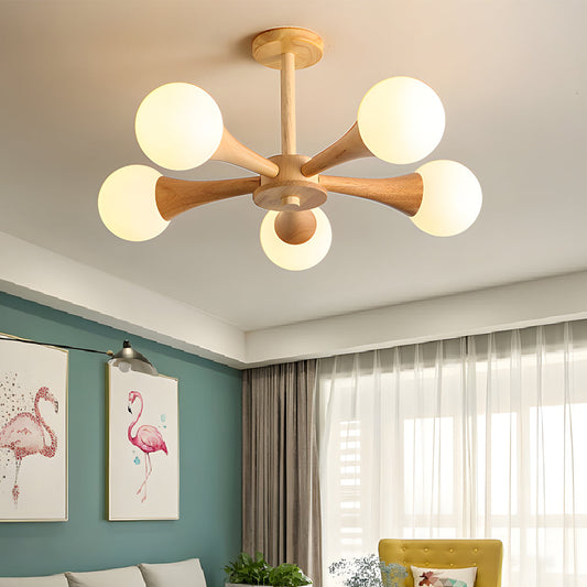 NordicGlow Kronleuchter Holz und Glas – Skandinavische Eleganz für Ihr Zuhause 1