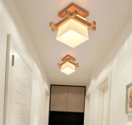 Personalisierte Holz Deckenleuchte – Elegantes Licht für Flur und Balkon 2