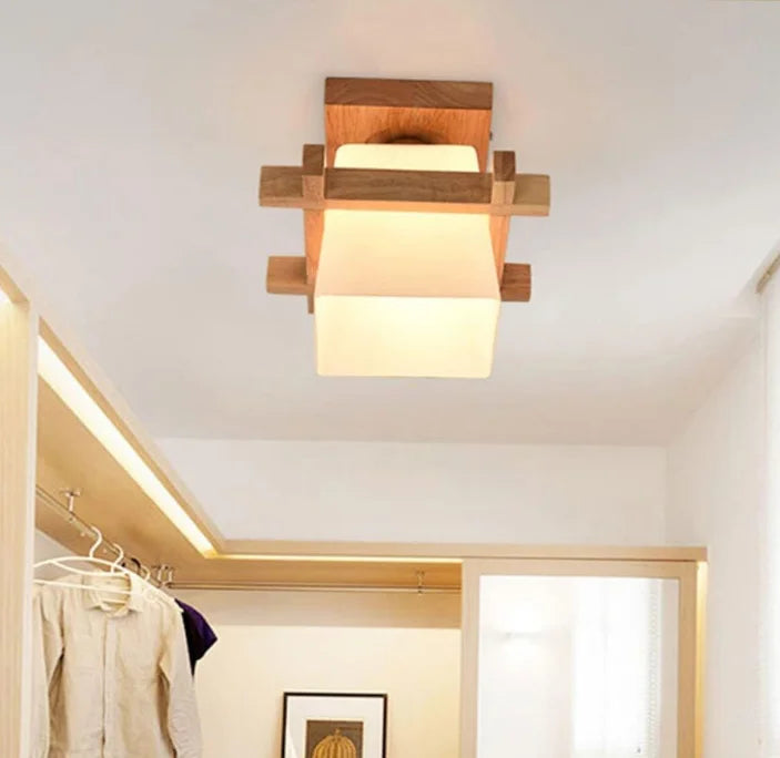 Personalisierte Holz Deckenleuchte – Elegantes Licht für Flur und Balkon 3