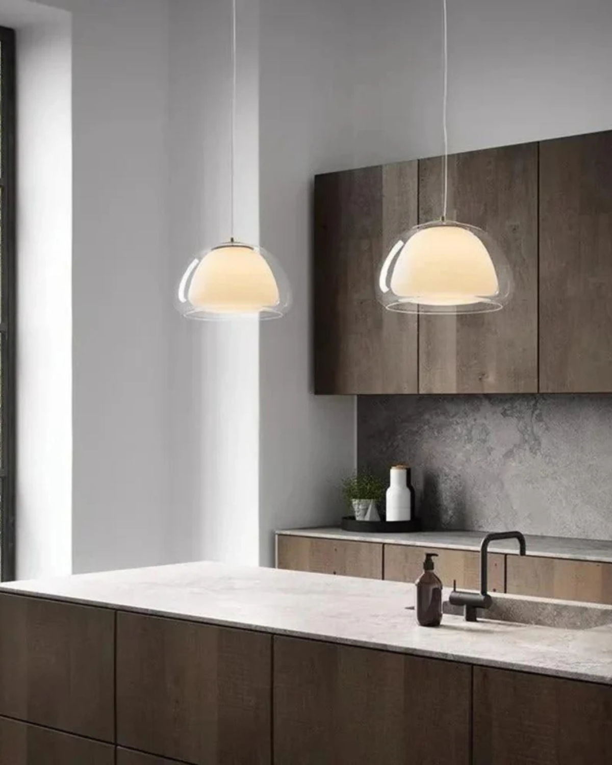 Hängeleuchte Glas-Kugel Duo – Sanfte Lichtverteilung