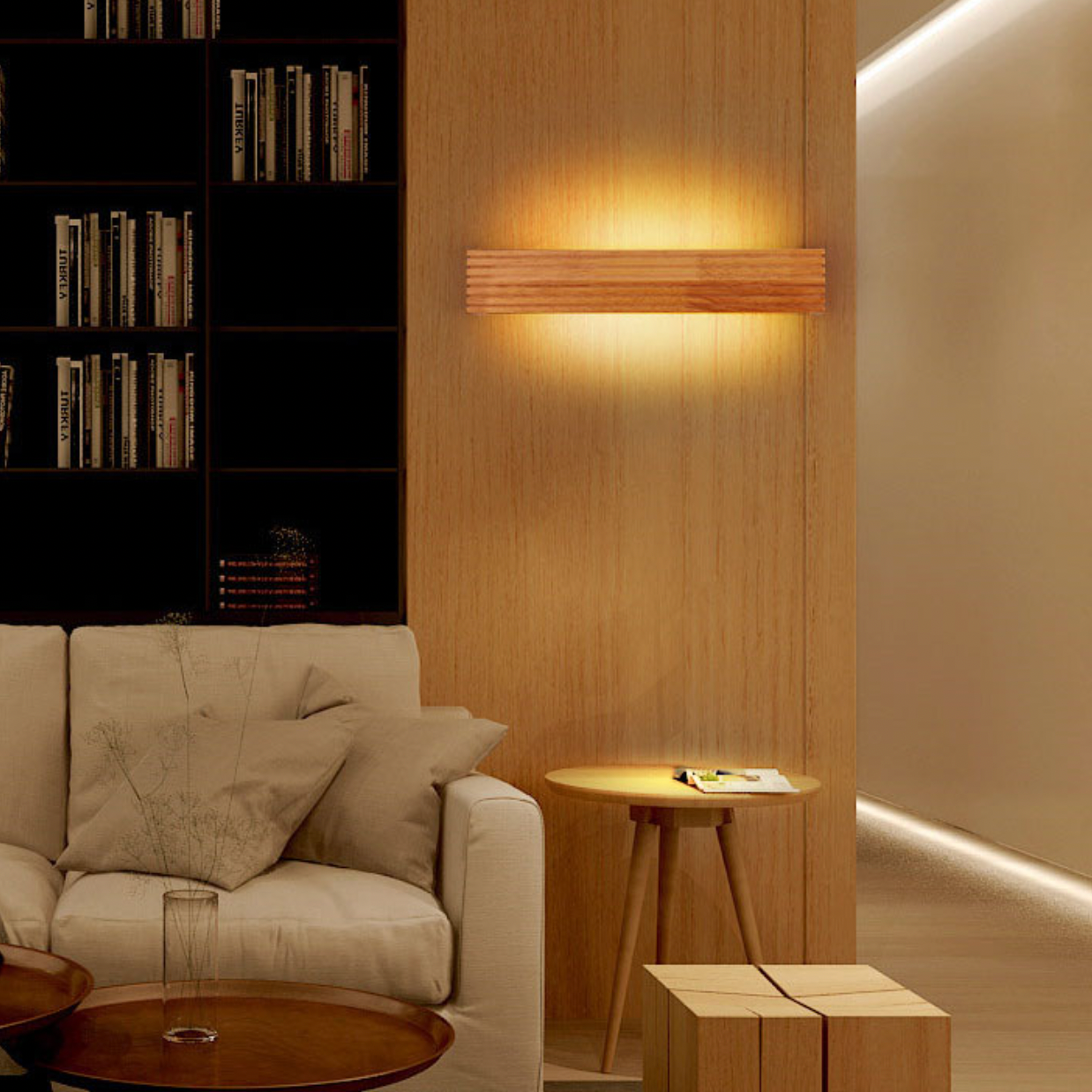 Rechteckige LED-Wandleuchte Aus Holz – Stilvolles Design Mit Warmer Atmosphäre 3