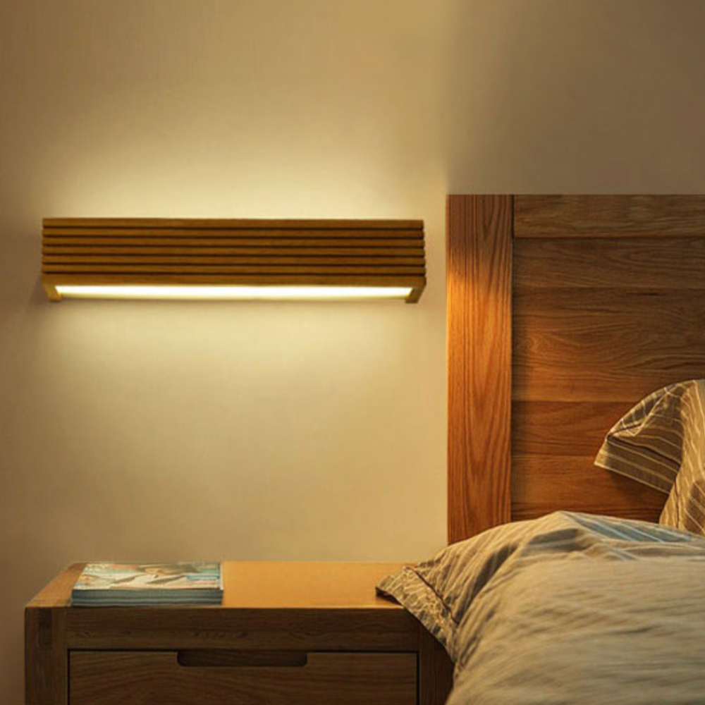 Rechteckige LED-Wandleuchte Aus Holz – Stilvolles Design Mit Warmer Atmosphäre 4