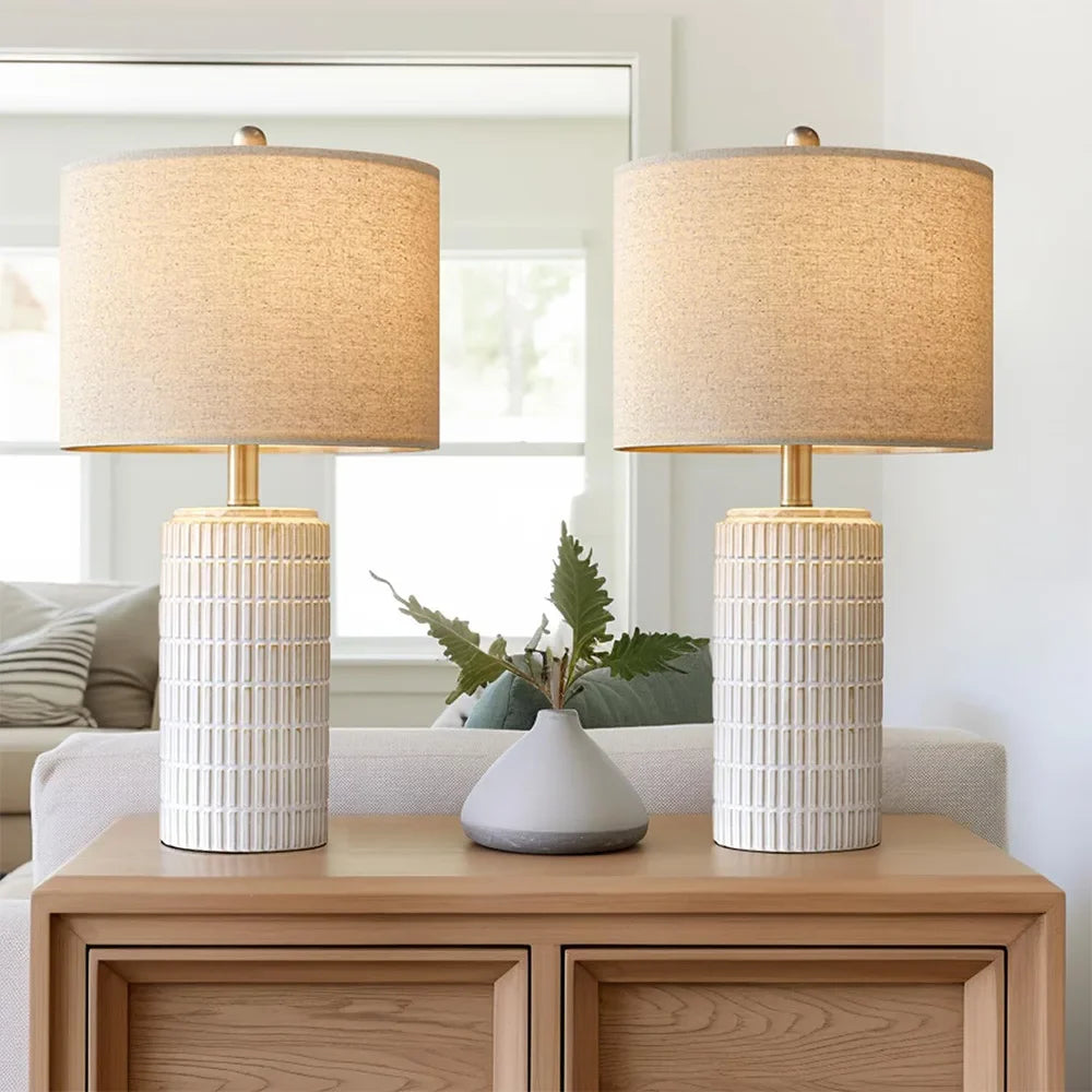 Retro Stoff Kunst Keramiktischlampe – Elegante Lichtquelle für Stilvolles Ambiente 0