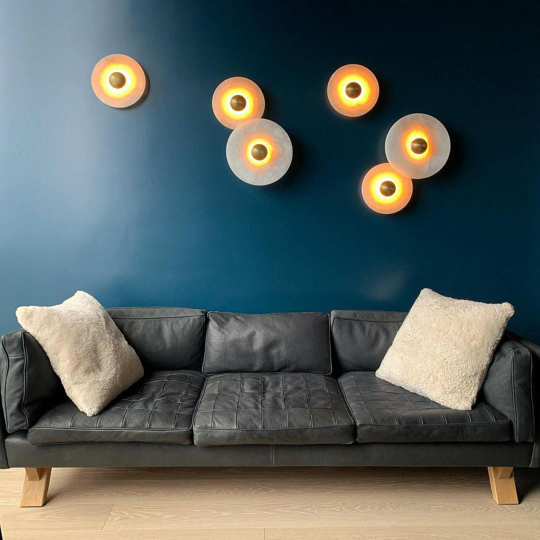 Runde Alabaster Wandleuchte – Stilvolle Lichtquelle für Elegante Räume 2