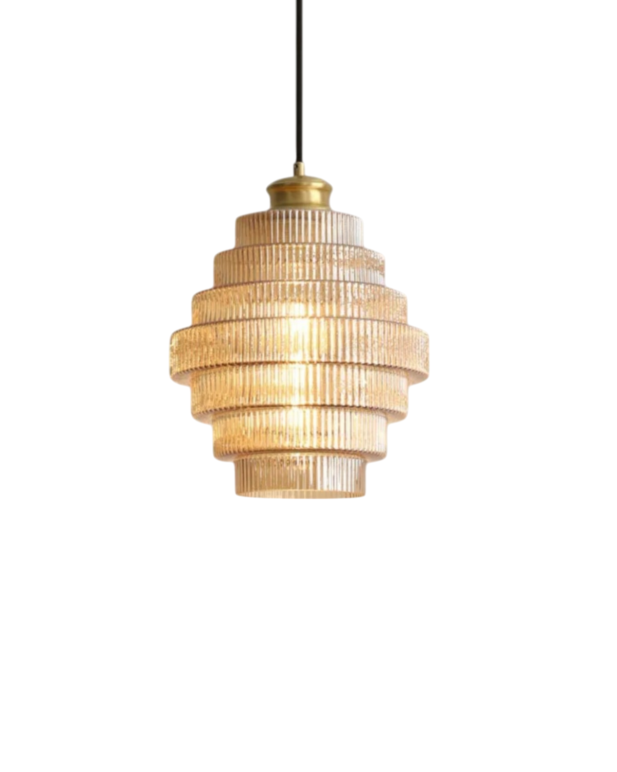 Hängeleuchte Glasrippe Retro – Warmer Lichtschein in Stufenform