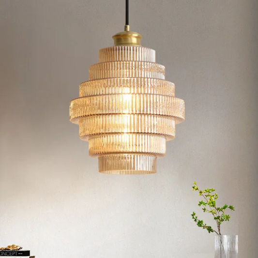 Hängeleuchte Glasrippe Retro – Warmer Lichtschein in Stufenform