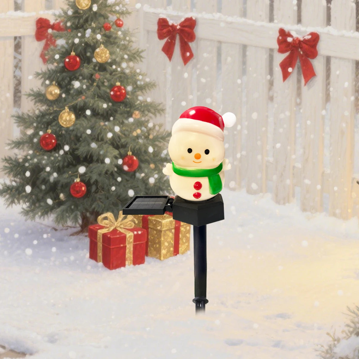 SnowGlow Weihnachts-Schneemann-Solar-LED-Lampe – Festliche Gartenbeleuchtung für Winterabende 10