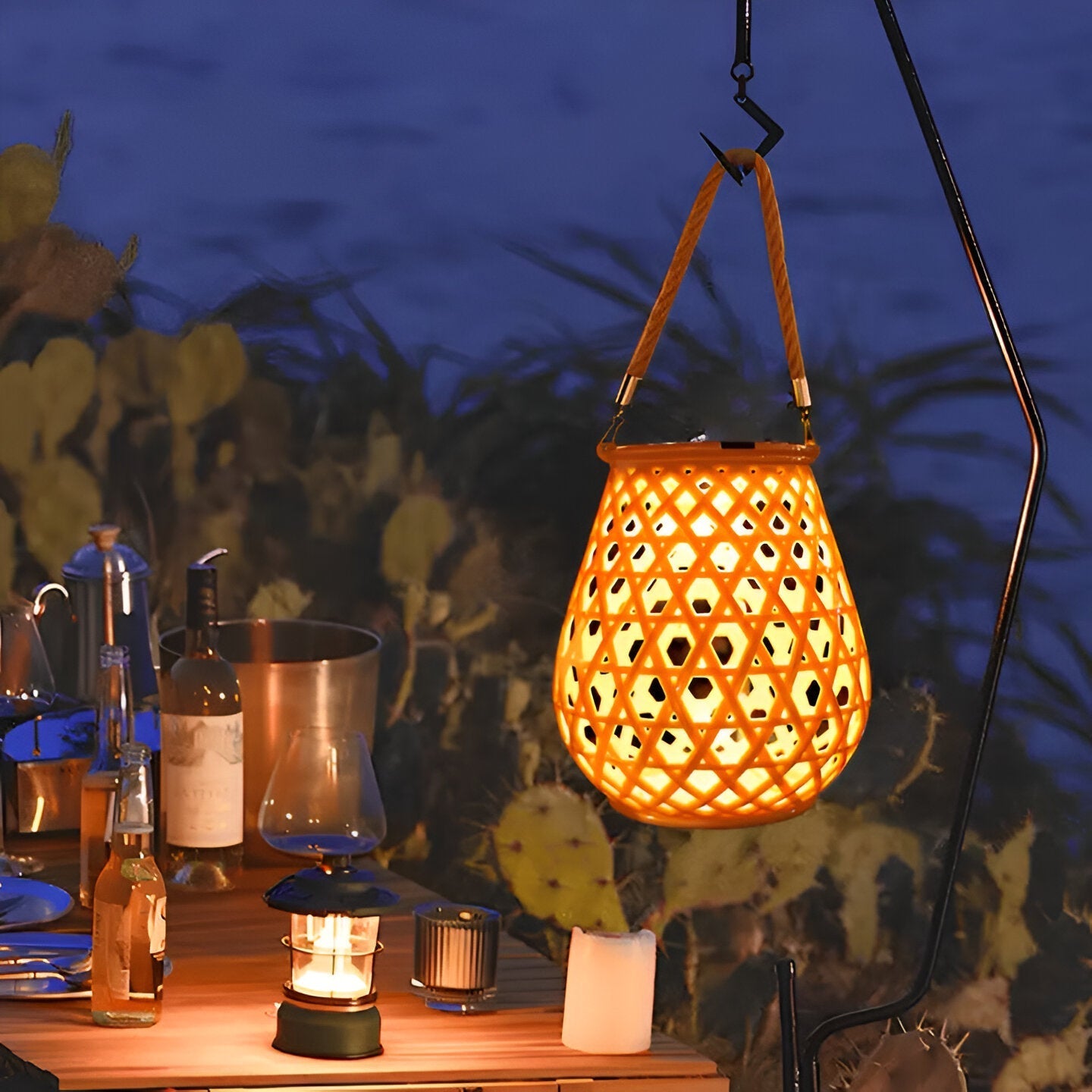 **Solar Gartenlampe Mit Geflochtenem Bambus-Look – Natürliche Atmosphäre Mit Warmem Licht** 3
