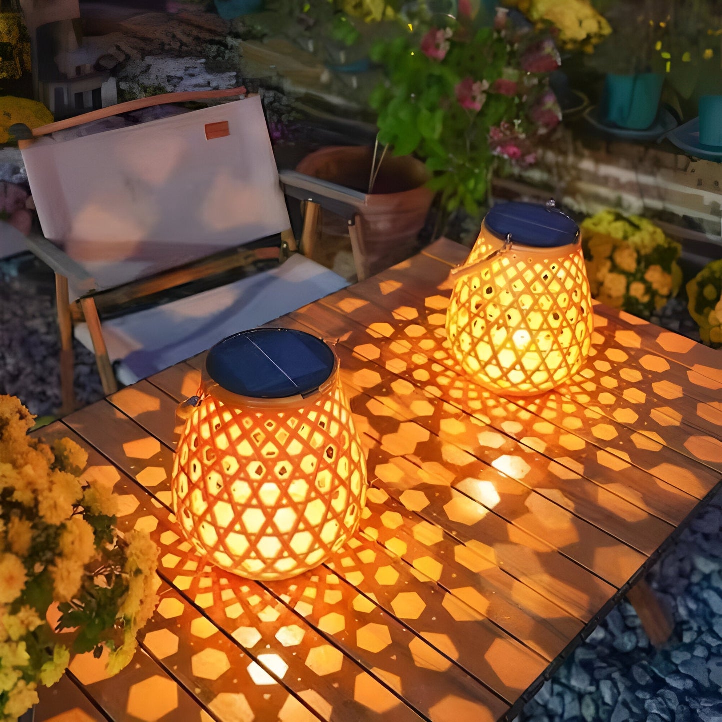 **Solar Gartenlampe Mit Geflochtenem Bambus-Look – Natürliche Atmosphäre Mit Warmem Licht** 4