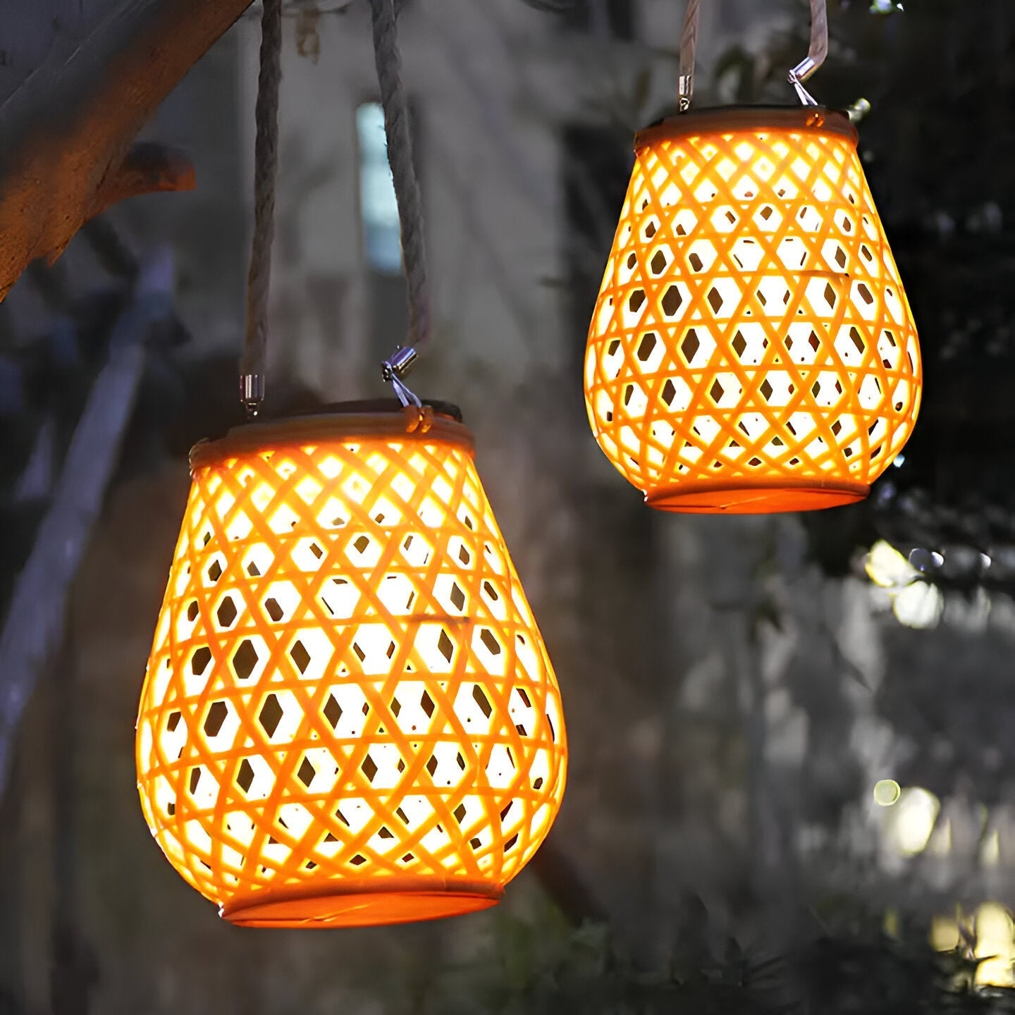 **Solar Gartenlampe Mit Geflochtenem Bambus-Look – Natürliche Atmosphäre Mit Warmem Licht** 5
