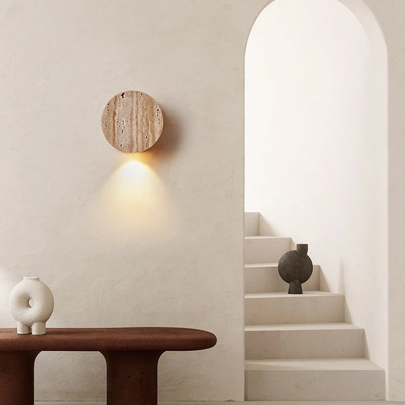 Wabi-Sabi Gelbe Travertin-Wandleuchte – Stilvolles Licht Für Gemütliche Räume 4