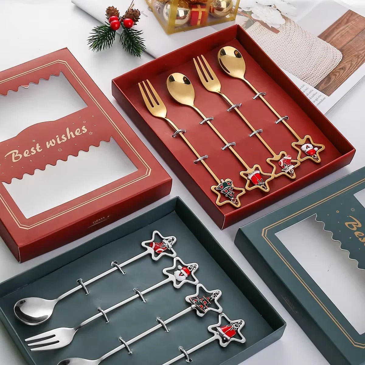 Weihnachts-Dessertlöffel-Set Aus Edelstahl – Festliche Akzente Für Besondere Anlässe 6