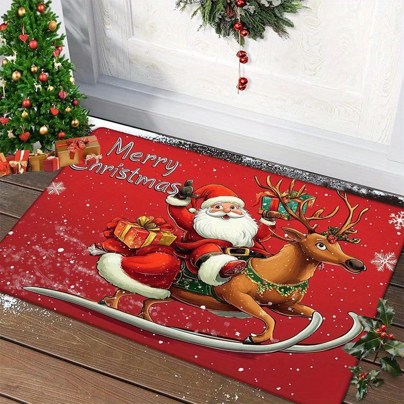Weihnachtstür Matte Rot Santa Claus – Festlicher Eingangsbereich mit Weihnachtszauber 7