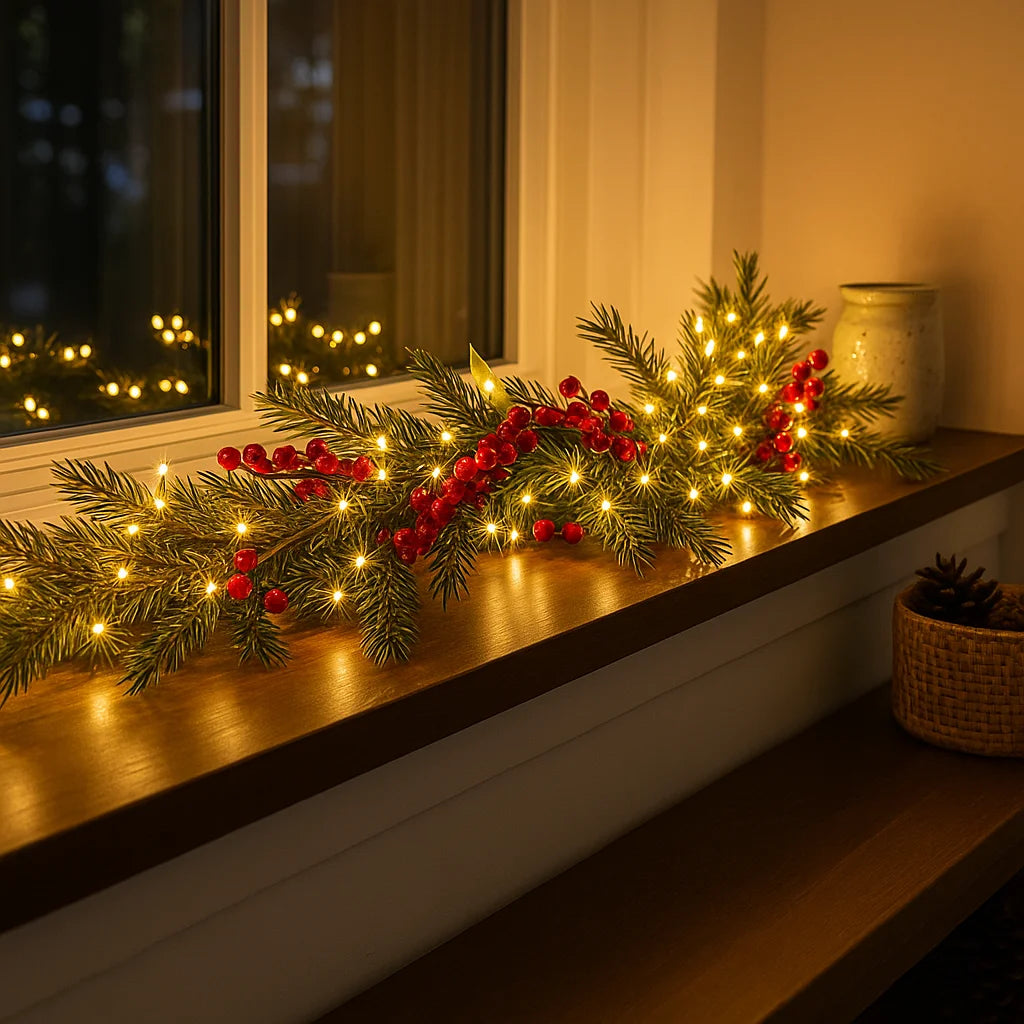 **Winterbeergirlande Mit Beleuchtung** – Festliche Atmosphäre Mit LED-Lichtern 3