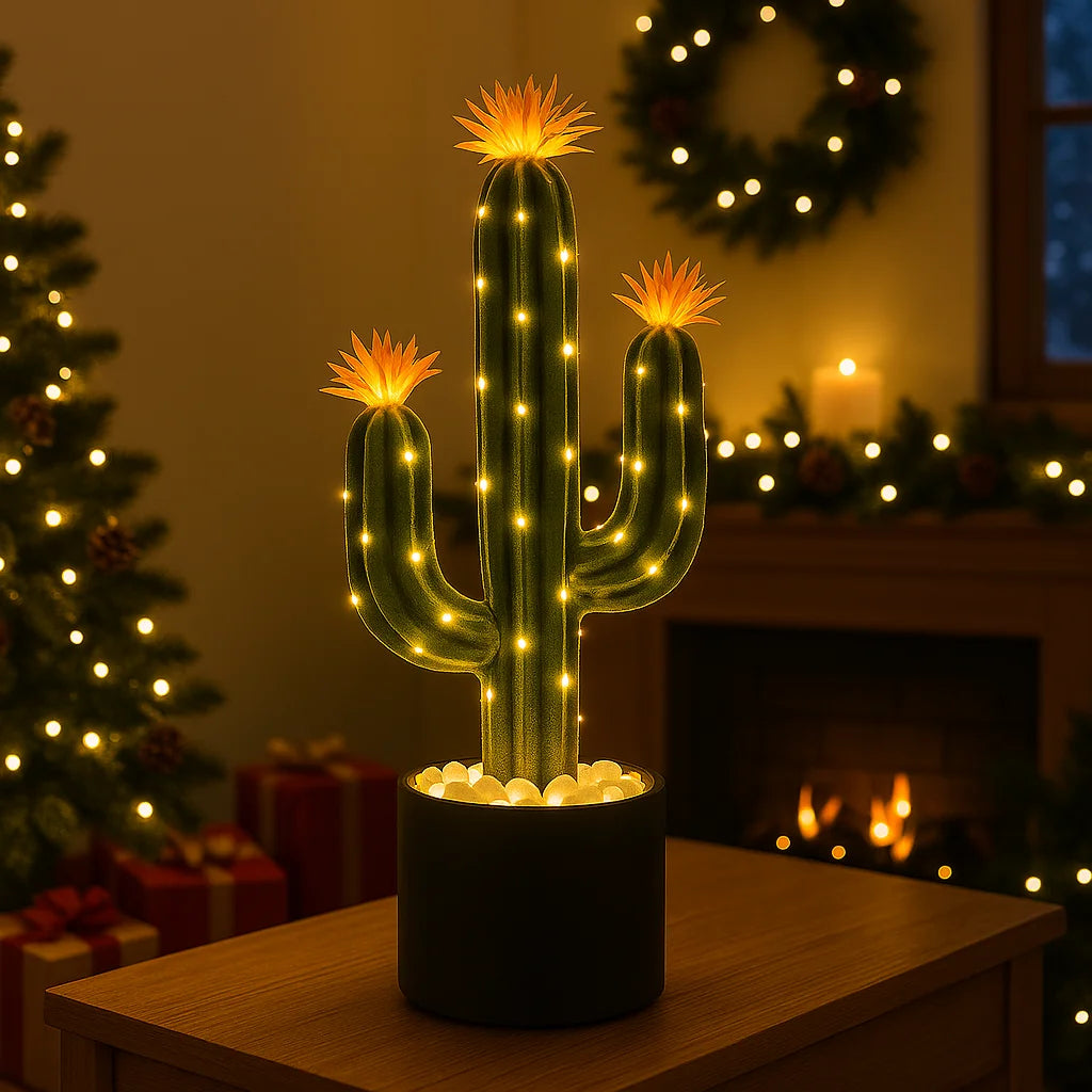 **Wüstenblüten-Kaktuslampe** – Stilvolle Tischleuchte mit Warmem Lichtschein 4