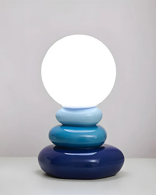 Moderne Tischlampe Steinblau – Stimmungsvolle Lichtkugel