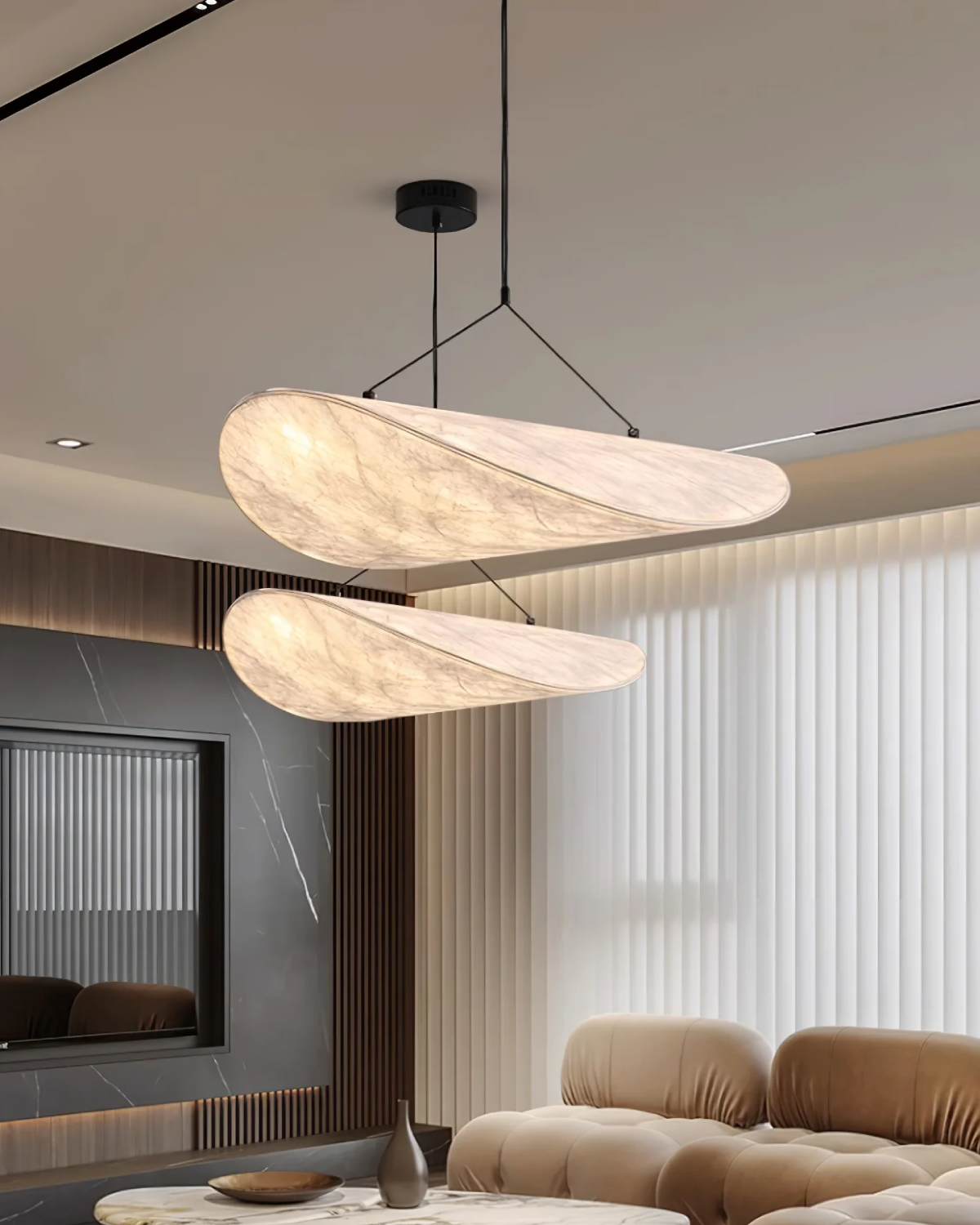 Pendelleuchte Twistform Stoffoptik – Weiches Licht in Skulpturalem Design