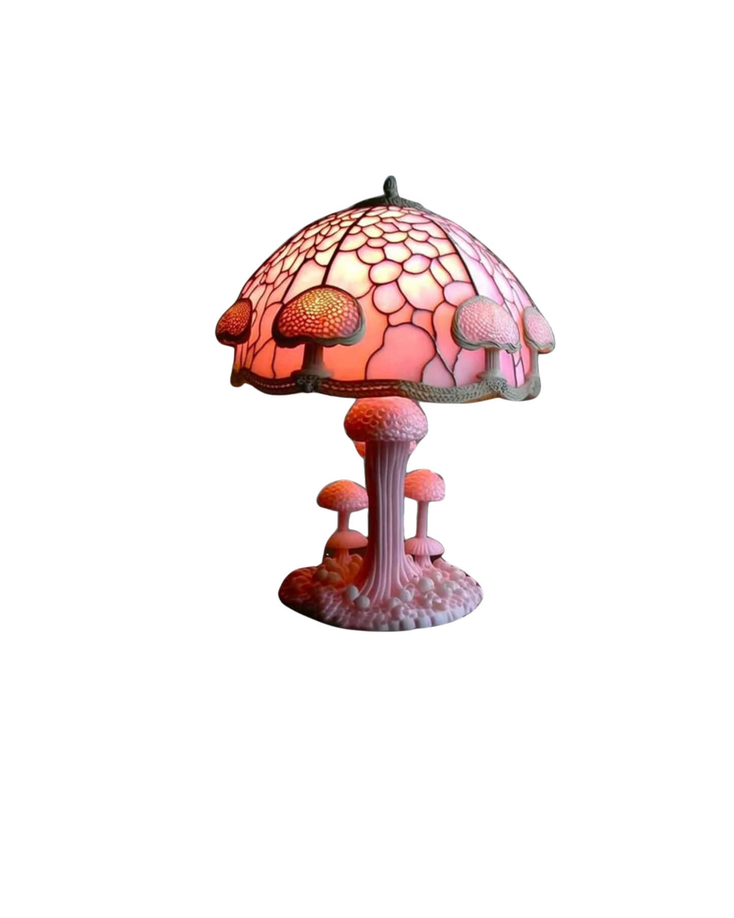 Dekorative Tischlampe Blumenpilz – Bunte Glasleuchte