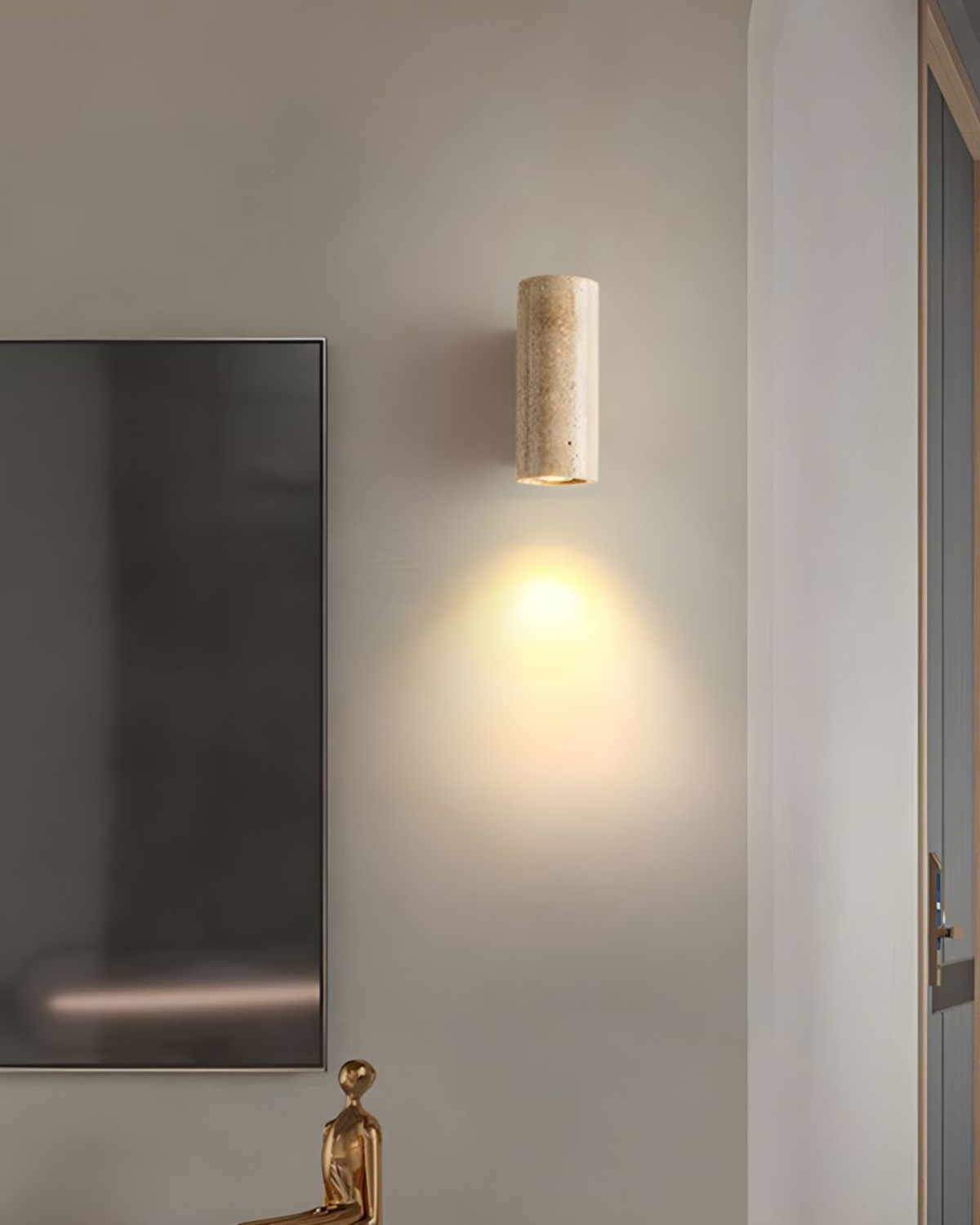 Rechteckige Wabi-sabi Travertin Wandleuchte – Doppelseitiger Lichtschein