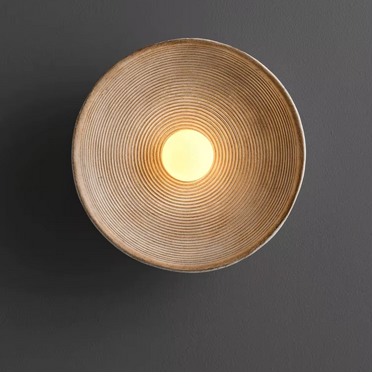 Wandleuchte Rillenschale Naturstein – Sanfter Lichtwurf