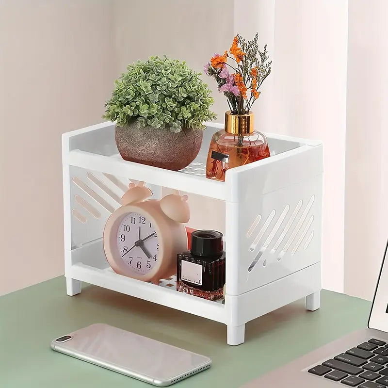 **2-stufiger Rechteckiger Schreibtisch-Organizer – Stilvolle Ordnung für Jeden Raum** 0