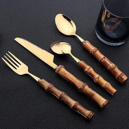 24-Teiliges Bambus Besteckset – Umweltfreundliches Design für Stilvolles Essen 2