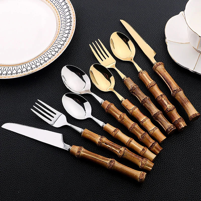 24-Teiliges Bambus Besteckset – Umweltfreundliches Design für Stilvolles Essen 3